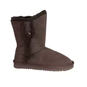 Image of Eastern Counties Leather Womens/Ladies Lacey Sheepskin Button Boots (9 UK) (Chocolate)