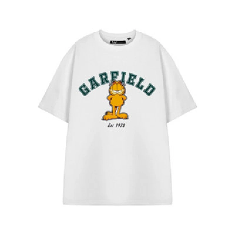 Image of Garfield Garfield Short Sleeved T-Shirt in White Size: Medium White M Unisex 5063203900916