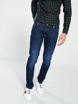 Image of River Island Sid Skinny Fit Jeans Navy Size 28 Men