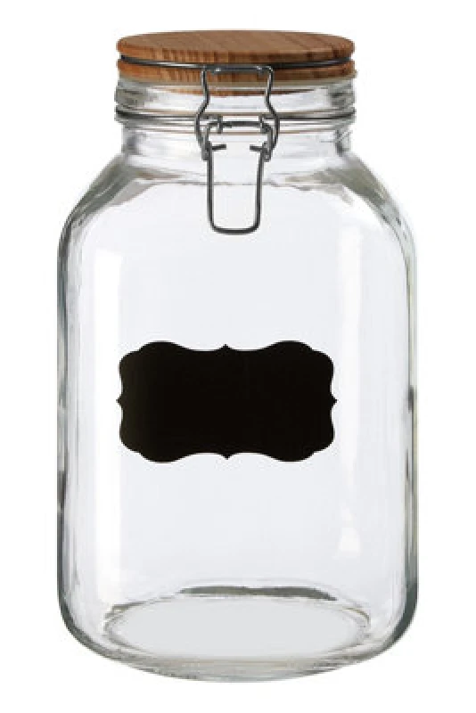 Image of Premier Housewares Grocer Large Wooden Lid Storage Jar Clear