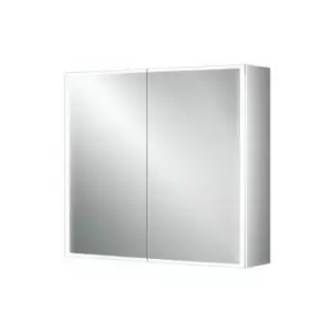 Image of HiB Qubic 60 Aluminium LED Double Door Bathroom Cabinet 700mm H x 600mm W x 130mm D