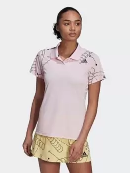 Image of adidas Club Tennis Graphic Polo Shirt, Pink, Size L, Women