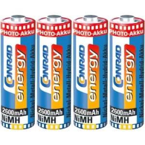 Image of Conrad Energy AKKU AA 2600 Rechargeable AA Battery x4 NiMH 2600 mA...