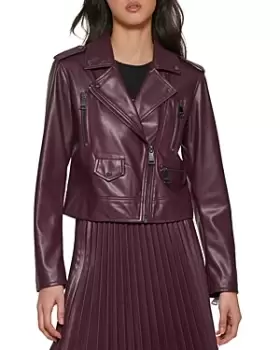 Image of DKNY Faux Leather Moto Jacket