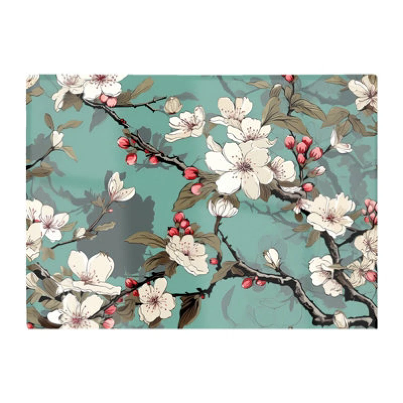 Image of Warren Reed Designer Pink Blossom Asian Design Glass Chopping Board