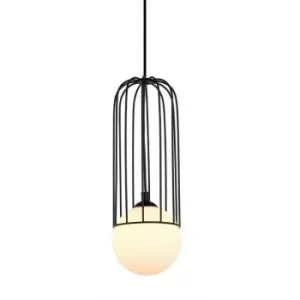Image of Italux Simon - Modern Hanging Pendant Black 1 Light with Black, White Shade, G9