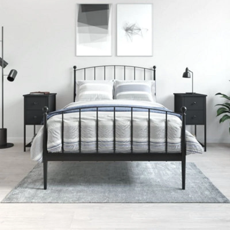 Image of Vidaxl Bedside Cabinets 2 Pcs Black 32X42X70 Cm Engineered Wood