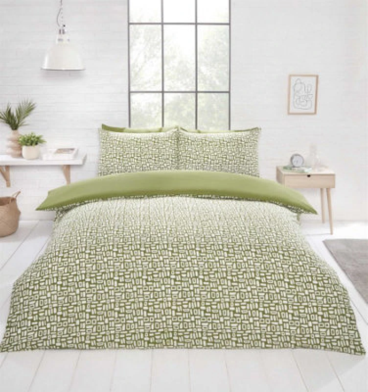 Image of RAPPORT HOME Pebbles Geo Green Duvet Cover Set Single Bedding Set - Green - Rapport Home 124029459
