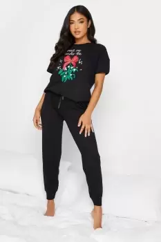Image of Petite Mistletoe Print Christmas Pyjama Set