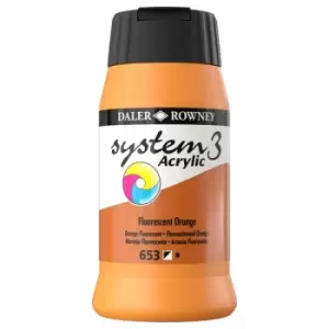 Image of Daler Rowney System 3 Original Acrylic Paint 500ml Fluorescent Orange