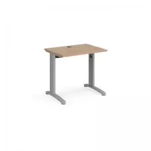 Image of TR10 straight desk 800mm x 600mm - silver frame and beech top