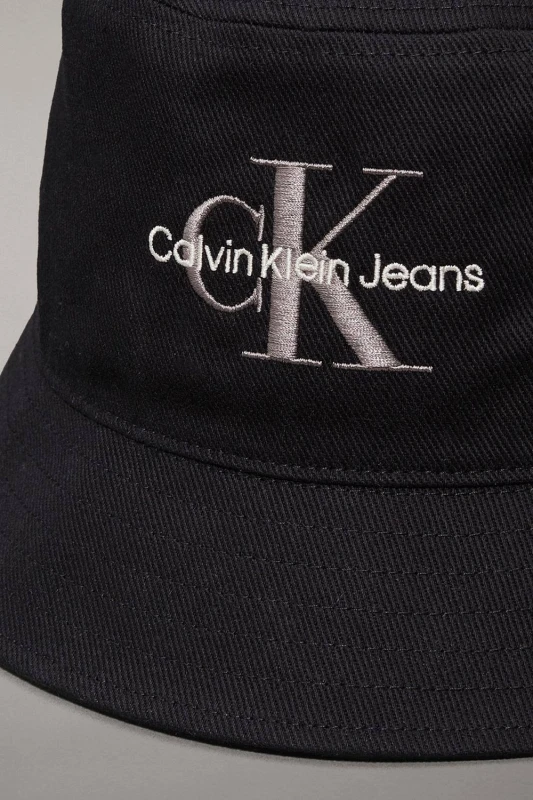 Image of Calvin Klein Mens Monologo Embroidery Bucket Hat Black Male One Size