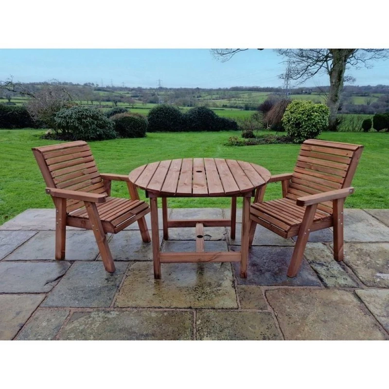 Image of Churnet Valley Garden Furniture Ltd Valley 2 Seat Round Set 2XC - Timber - Minimal Assembly Required in Brown Brown Unisex