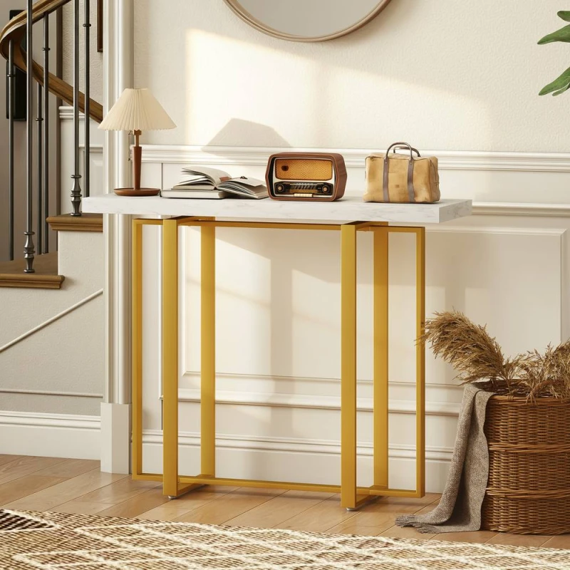 Image of HOMCOM Modern Slim Long Accent Sofa Side Table for Hallway, White White Unisex