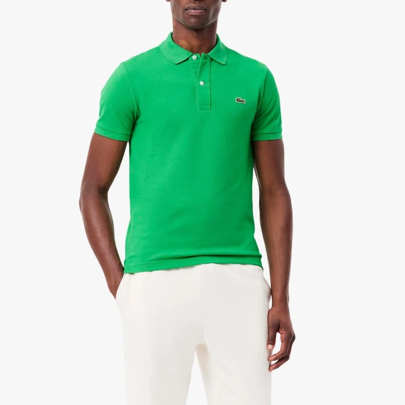 Image of Lacoste Slim-Fit L.12.12 Pique Polo Shirt Green male S