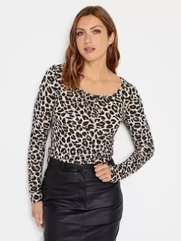 Image of Long Tall Sally 3/4 Sleeve Scoop Neck Natural Animal Tee, Natural, Size 20, Women