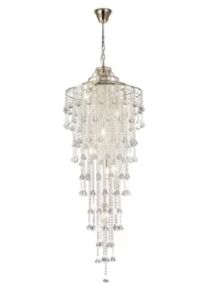 Image of Inina Tall Ceiling Pendant 9 Light E14 French Gold, Crystal