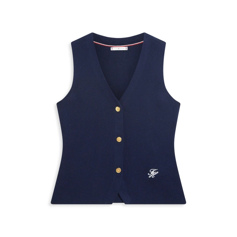 Image of Tommy Hilfiger Tommy F Ndl Sw Vest Ld63 Dark Night Navy female 8 (XS)