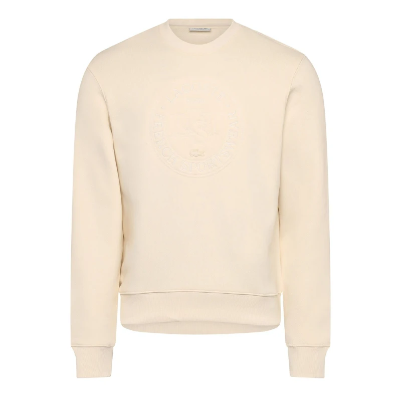 Image of Lacoste Embroidered Crewneck Sweatshirt Cream female 12