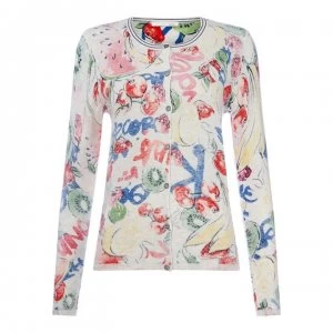 Image of Oui Print Cardigan - 0905 Lt Grey