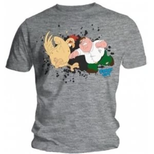 Image of Family Guy Chicken Fight Mens Grey T Shirt: Medium