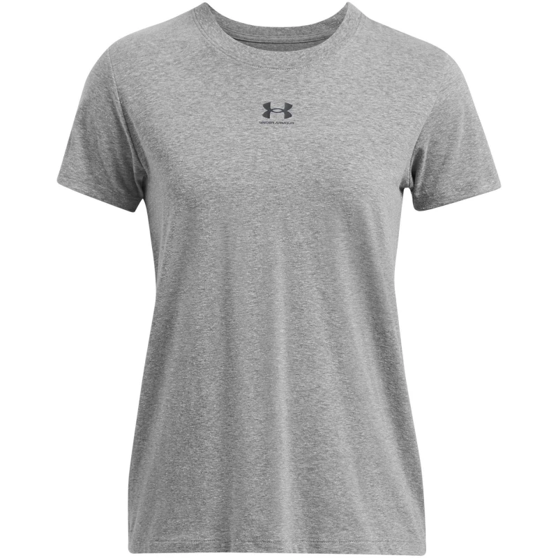 Image of Under Armour Womens Rival Core Short-Sleeve Oversized T-Shirt C Rock/Black female 8 (XS)