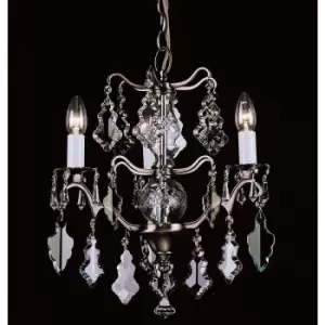 Image of Impex Louvre Antique Brass Crystal 3 Arm Chandelier
