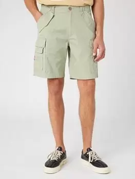 Image of Wrangler Casey Regular Fit Chino Shorts - Green, Size L, Men