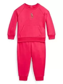 Image of Ralph Lauren Baby Girls Jog Set - Bright Pink, Bright Pink, Size 9 Months
