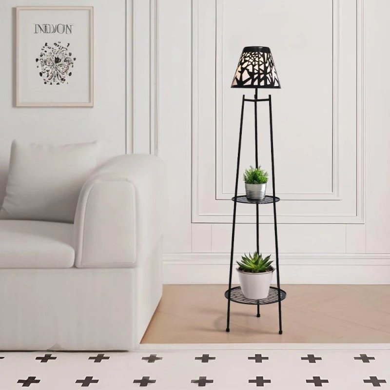 Image of Breeins 2 Pack Double Tier Solar-Powered Plant Stand Black unisex One size