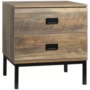 Image of HOMCOM Retro Bedside Table Metal Frame Bedroom Side Table With 2 Drawers Coffee