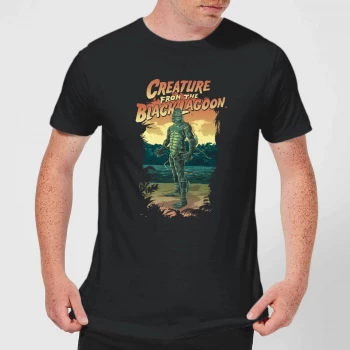 Image of Universal Monsters Creature From The Black Lagoon Illustrated Mens T-Shirt - Black - 5XL