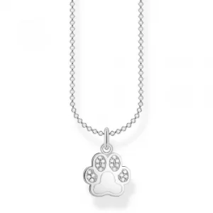 Image of THOMAS SABO Silver Cubic Zirconia Paw Print Necklace...