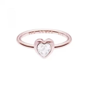 Image of Ted Baker Ladies Rose Gold Plated Crystal Heart Ring Size ML
