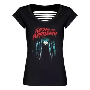 Image of Grindstore Womens/Ladies Furday The Purrteenth T-Shirt (L) (Black)