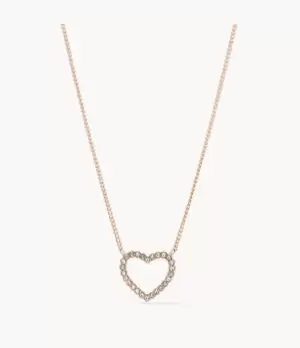 Image of Fossil Women Open Heart Rose Gold-Tone Stainless Steel Necklace