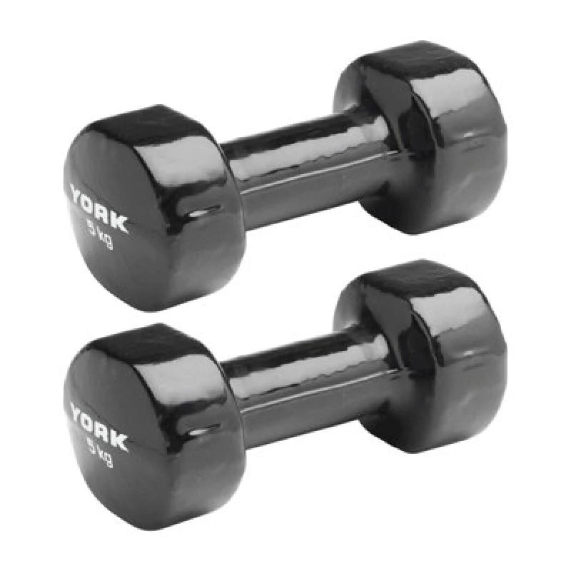 Image of York Vinyl Dipped Dumbbells - Pair Of 5Kg Weights For Effective Muscle Toning And Fat Burning