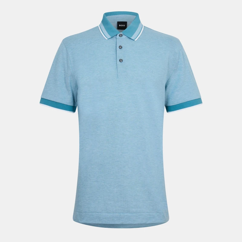 Image of Boss Mens H Prout Short Sleeve Polo Shirt Light/Pstl Blue male M