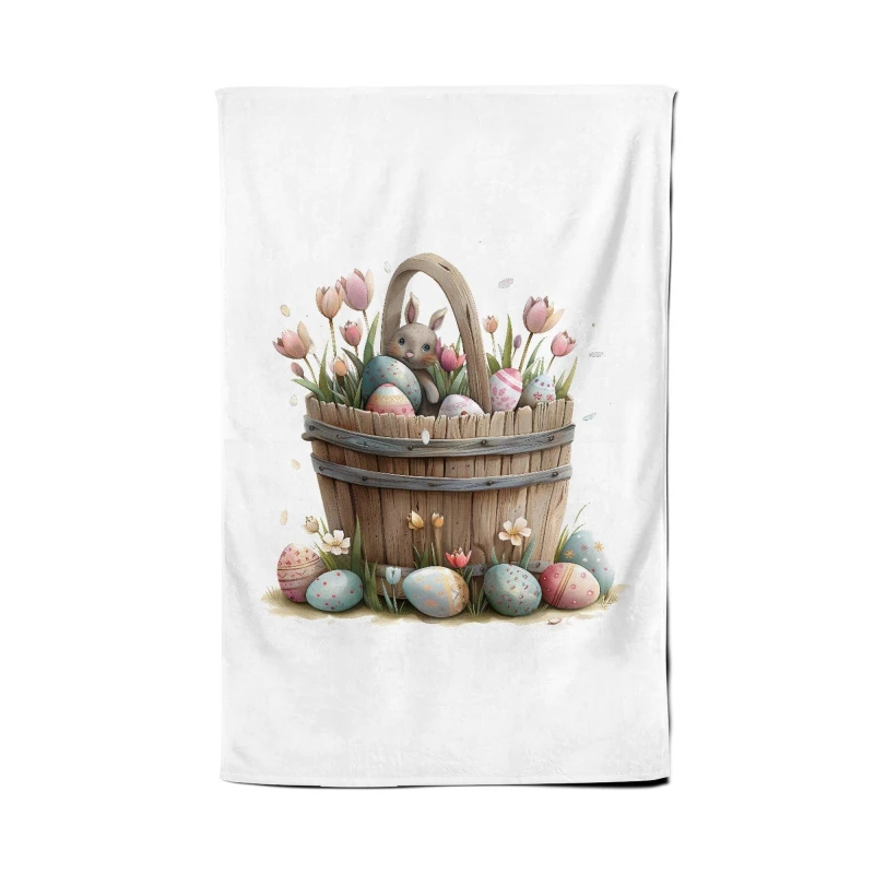 Image of Warren Reed - Designer Watercolour Sweet Easter Basket Tea Towel Multicolor Unisex