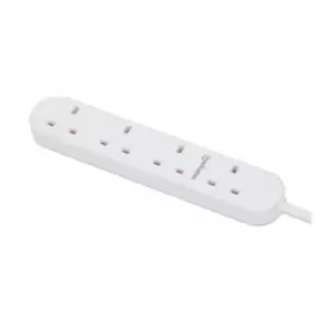 Image of Manhattan Power Distribution Unit UK x4 gang/output 2m cable 13A White Extension Lead PDU Power Strip Three Year Warranty