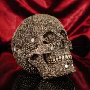 Image of Large Diamante Skull Ornament with Mirror Mosaic Details