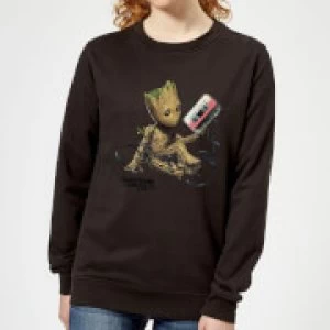 Image of Guardians Of The Galaxy Groot Tape Womens Christmas Sweatshirt - Black - XL