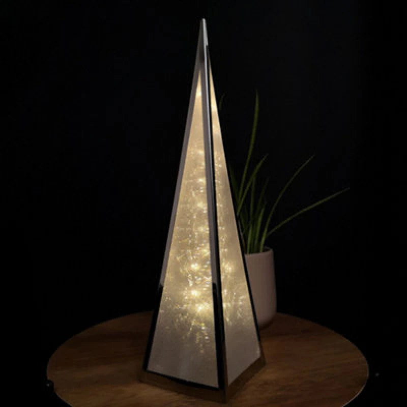 Image of Samuel Alexander 45Cm Premier Christmas Holographic Pyramid Silver Frame 16 Warm White Led