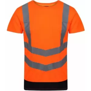 Image of Regatta Mens Pro Hi-Vis Short-Sleeved T-Shirt (M) (Orange/Navy)