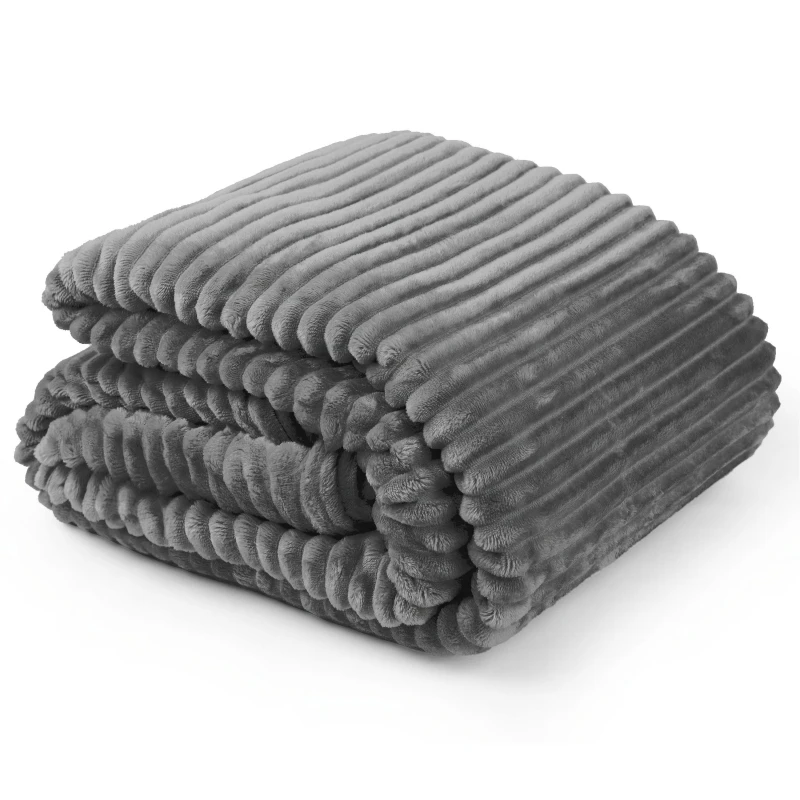 Image of Emma Barclay Throw Flannel Fleece Blanket Soft Dakota Charcoal Grey unisex 140x180cm
