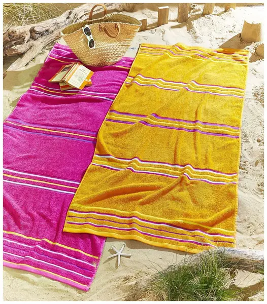 Image of Catherine Lansfield Catherine Lansfield 2 Pack Beach Towel - Pink & Yellow