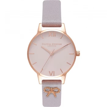 Image of Embellished Vintage Bow Grey Lilac & Rose Gold Watch