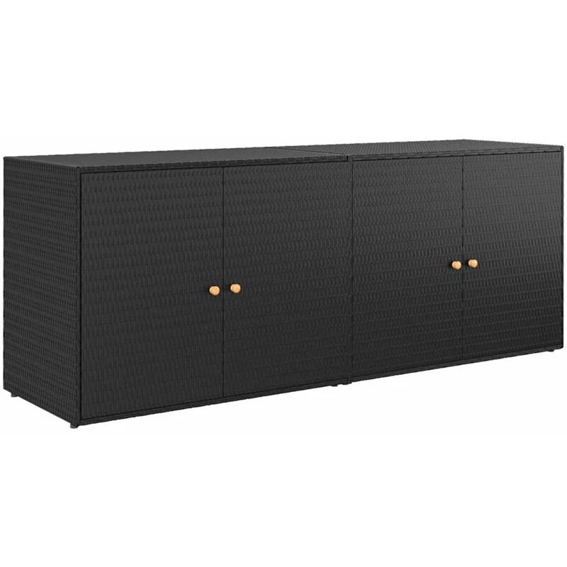 Image of VIDAXL Garden Storage Cabinet Black 198x55.5x80cm Poly Rattan vidaXL 8720845670313