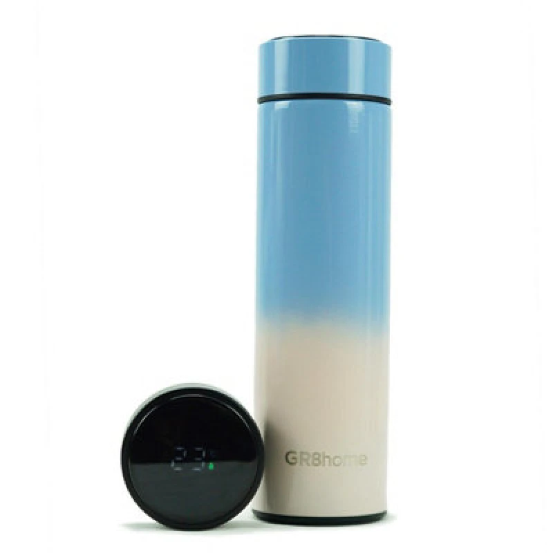 Image of Gr8 Home Smart 500ml Water Bottle Stainless Steel Vacuum Flask With Temperature Display Gradient Blue Blue unisex