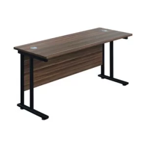 Image of Jemini Rectangular Double Upright Cantilever Desk 1400x600x730mm Dark Walnut/Black KF803867